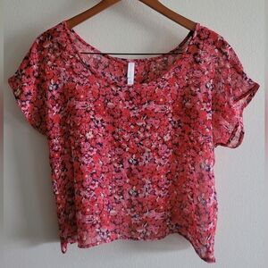 Xhilaration open back bright floral cropped top Women's Medium